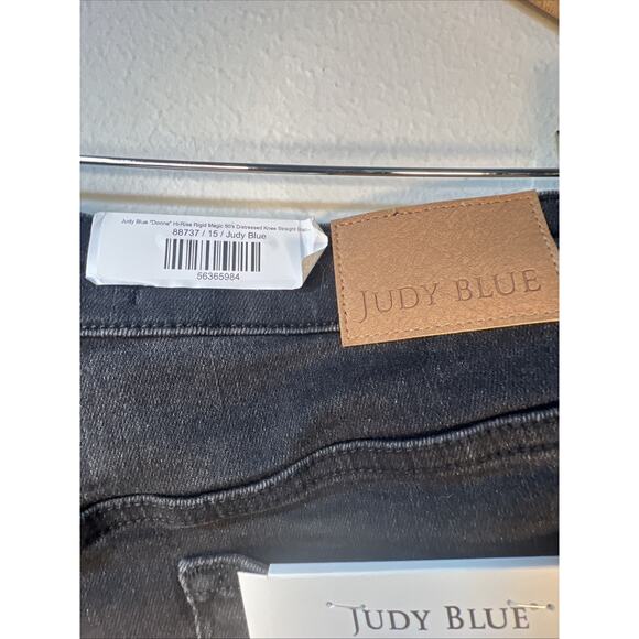 Judy Blue Jeans Women’s 15 32 Stretch Back Black Distressed Denim Slimming 36*33 - Picture 8 of 16
